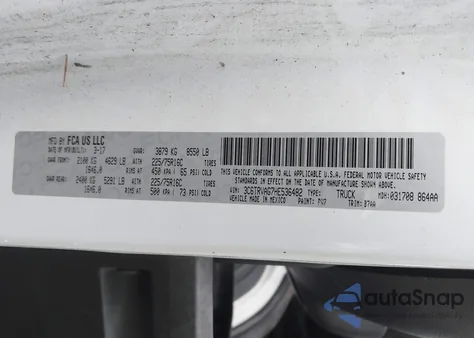 2017 Ram Promaster 1500 Low Roof 136 Wb from USA, damaged, VIN 3C6TRVAG7HE536482